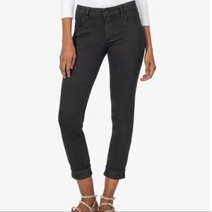 Kut from the Kloth Catherine Boyfriend jeans size 16/33 in distressed black.